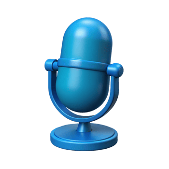 Blue microphone on a stand on a transparent background png