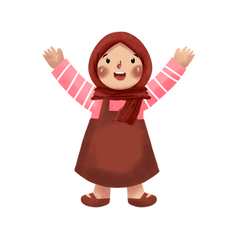 A cartoon girl with her arms up in the air png