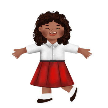 A cartoon girl wearing a red skirt and white shirt png