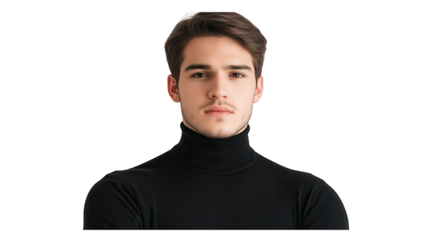 A man in a black turtle neck shirt png