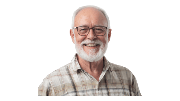 An older man with glasses and a beard png