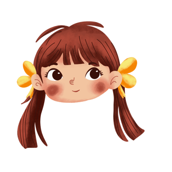 A cartoon girl with brown hair and yellow bows png