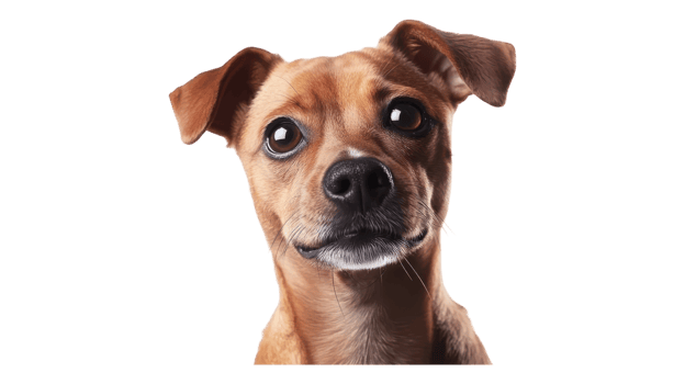 A dog is looking up at the camera png
