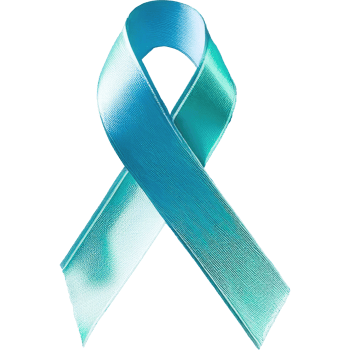 Ribbon bow light teal cervical cancer awareness png