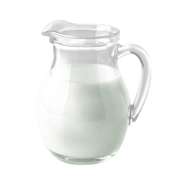 Glass Jug with fresh creamy white milk. Transparent Background png