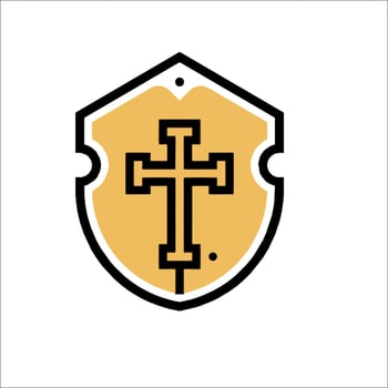 A shield with a cross on it vector
