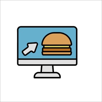 A hamburger is shown on a computer monitor vector