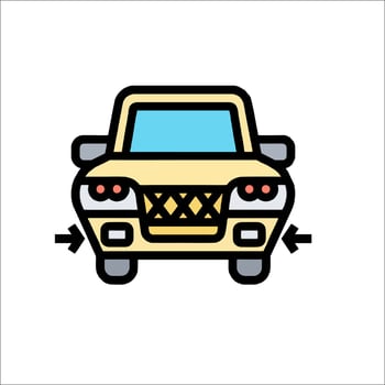 A car with a light on it is shown in a flat line vector