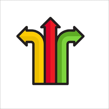 Three arrows pointing in different directions vector