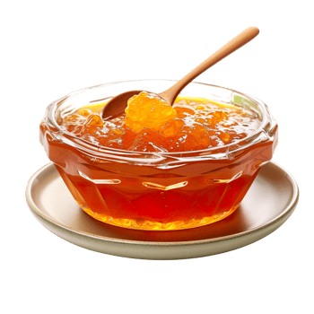 glass bowl of apricot jam isolated on transparent background png