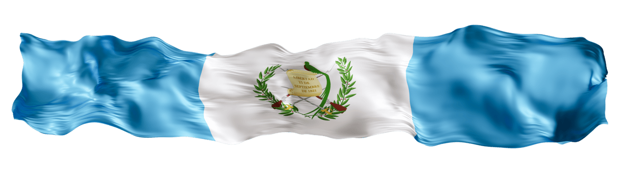 Stylized flag of Guatemala waving in the wind on transparent background. Footer, header or divider. Cut out wide, panoramic element. Banner for patriotic themes or national event promotions. 3D. png