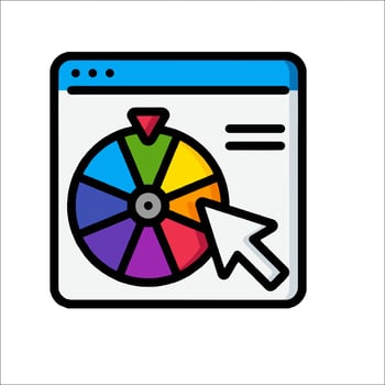 A wheel with a colorful wheel and a mouse pointer vector