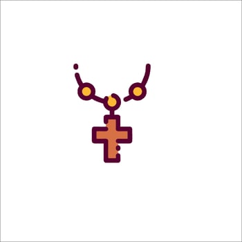 A cross and a necklace on a white background vector