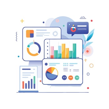 Data Analysis Comparison Interface on White Background vector