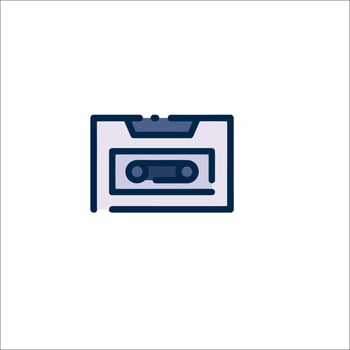 A cassette tape icon on a white background vector