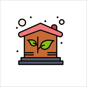 House with green leaves icon illustration vector