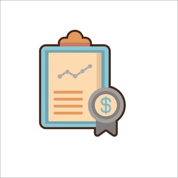 A clipboard with a dollar sign and a certificate vector