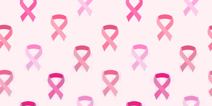 Breast cancer awareness month. Seamless pattern with pink ribbons of different shades on pink background. Concept of struggle and hope, women's health. vector