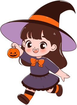 halloween witch with pumpkin png