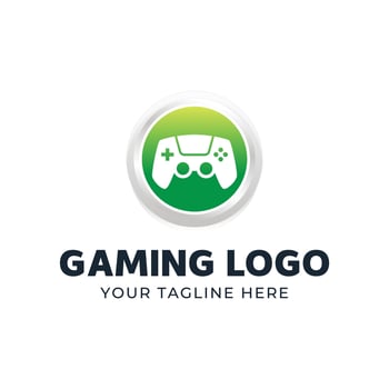 Gaming logo template with a green controller vector