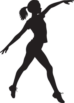 Joyful Girl Dancing Silhouette Facing Left on White Background vector
