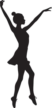 Girl Dancing Silhouette on White Background vector