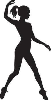 Dynamic Girl Dancing Silhouette with Raised Arms on White Background vector