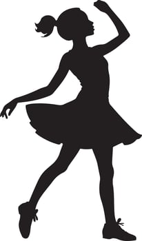 Minimalist Girl Dancing Silhouette on Plain White Canvas vector