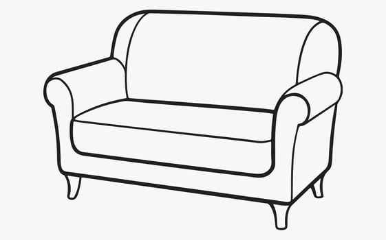 Modern sofa minimal line art image clipart vector