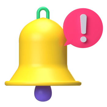 Bell with Exclamation 3D Icon png