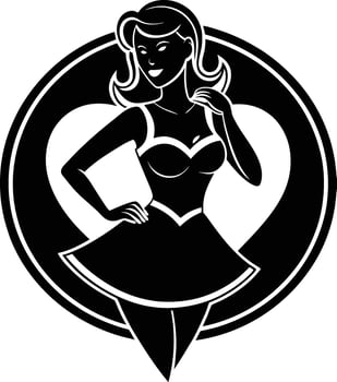 Modern fashionable girl points with her hand vector