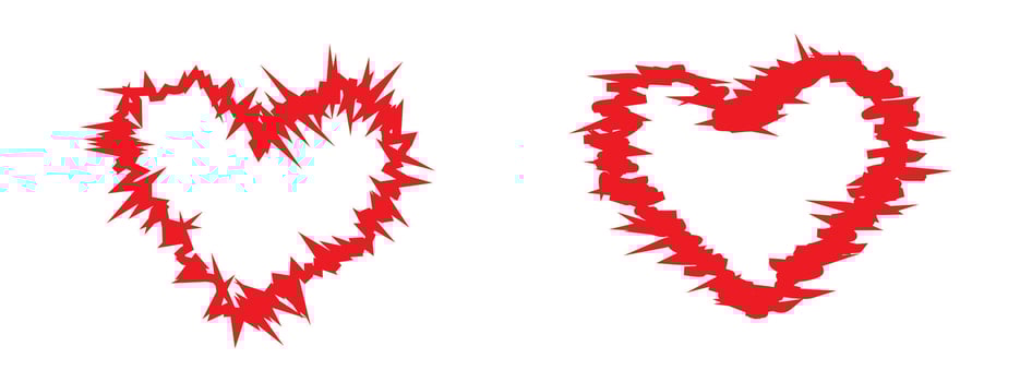 Spiky Heart Designs Showing Red Jagged Edges Forming a Sharp Abstract Expression of Love in Modern Digital Art vector