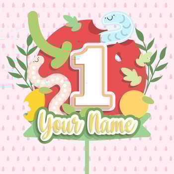 cute fruit caterpillar cake topper decoration design vector