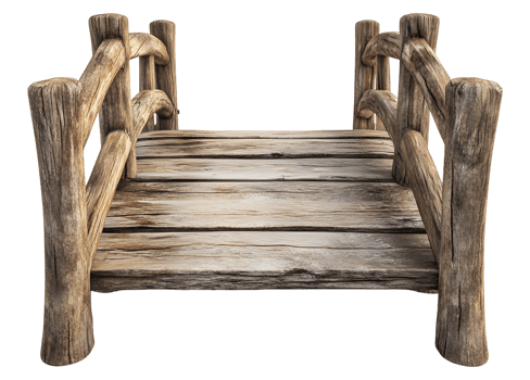 Wooden footbridge with railings wooden park bridge rustic wooden footbridge transparent background png