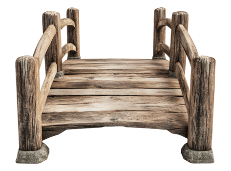 Wooden footbridge with railings wooden park bridge rustic wooden footbridge transparent background png