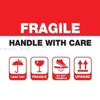 Fragile package icon, handle with care logistics and delivery shipping sign vector