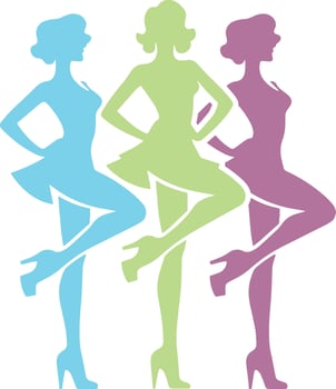 Colorful flat set of ballerinas . Ballet Dancing Silhouettes illustration vector