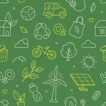 Eco and green environment doodle seamless pattern vector