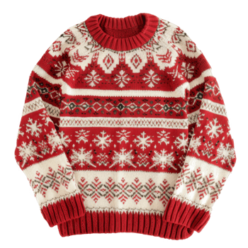 Red and White Knit Sweater with Snowflake Pattern png