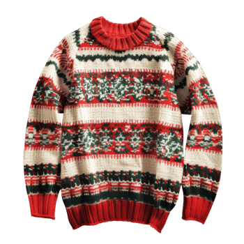 Red, Green, and White Knit Christmas Sweater with Holiday Pattern png