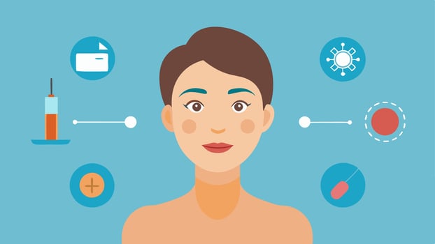 These descriptions provide a variety of scenarios related to exosomeenhanced cosmetic procedures focusing on education experience and overall skin rejuvenation.. vector