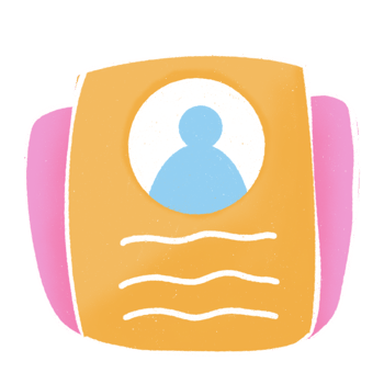 A pink and orange folder with a blue person inside png