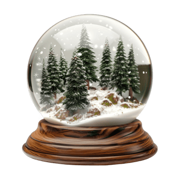 Snow Globe with Snow-Covered Evergreen Trees in a Winter Scene png