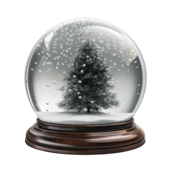 Christmas Tree Enclosed in a Glass Globe with Snow Falling png