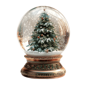 Christmas Tree Inside a Snow Globe with a Glittering Base png