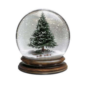 A Snow Globe with a Pine Tree and Falling Snow png
