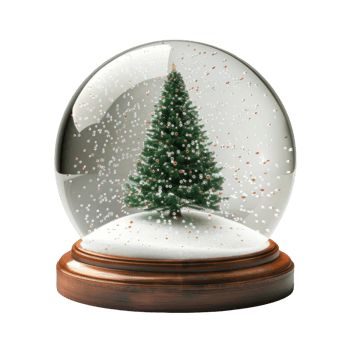A Decorated Christmas Tree Inside a Snow Globe png