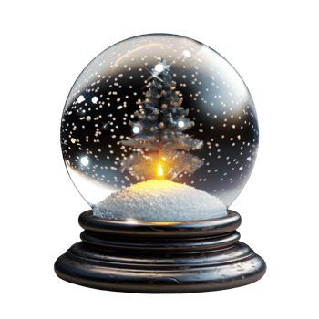 Christmas Tree Snow Globe with Candle and Falling Snow png