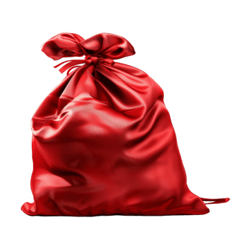 A Red Satin Sack Bag with a Tied Bow png