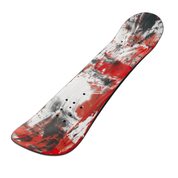 Abstractly Painted Red, Black, and White Snowboard png